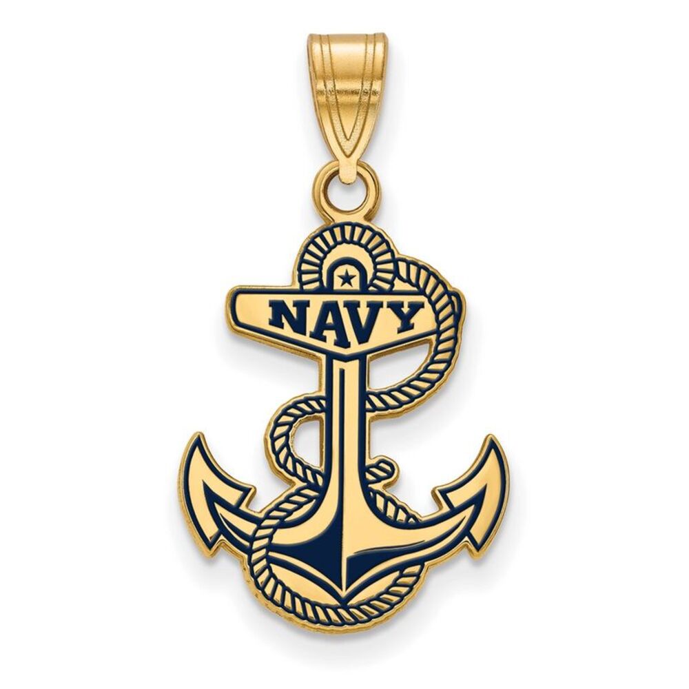 14k Gold Plated Sterling Silver U.S. Naval Academy LG Enamel Pendant
